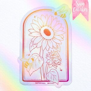 Sunflower & Bee Sun Catcher Rainbow Maker Window‎ Sticker - Indoor Window Decal
